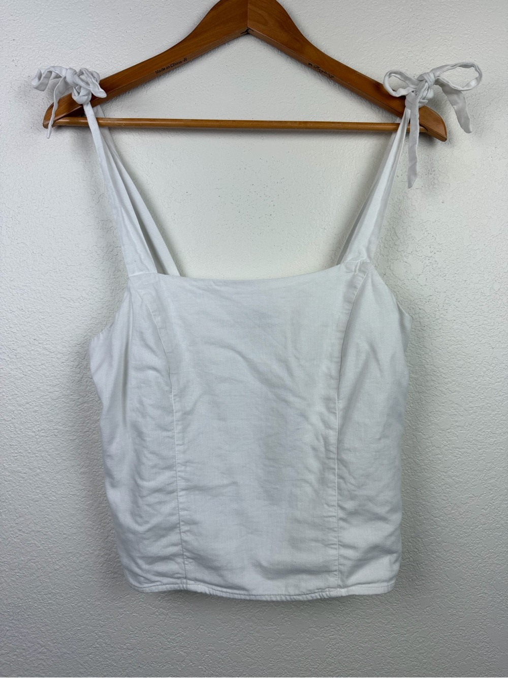 Old Navy White Tie-Shoulder Linen-Blend Tank
